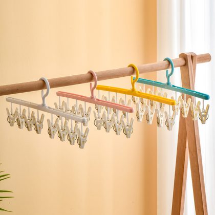 8 Pegs Plastic Drying Hanger Windproof For Clothing